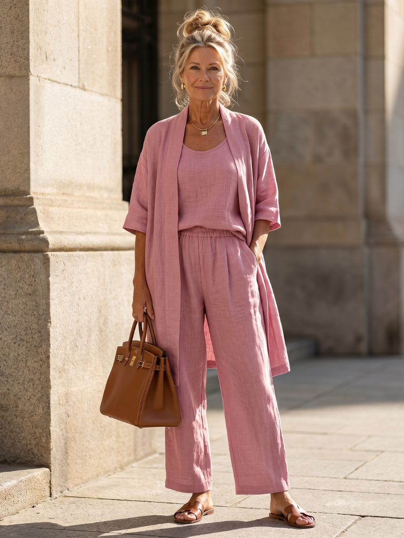 Yael | Three-Piece Relaxed Top and Pant Ensemble
