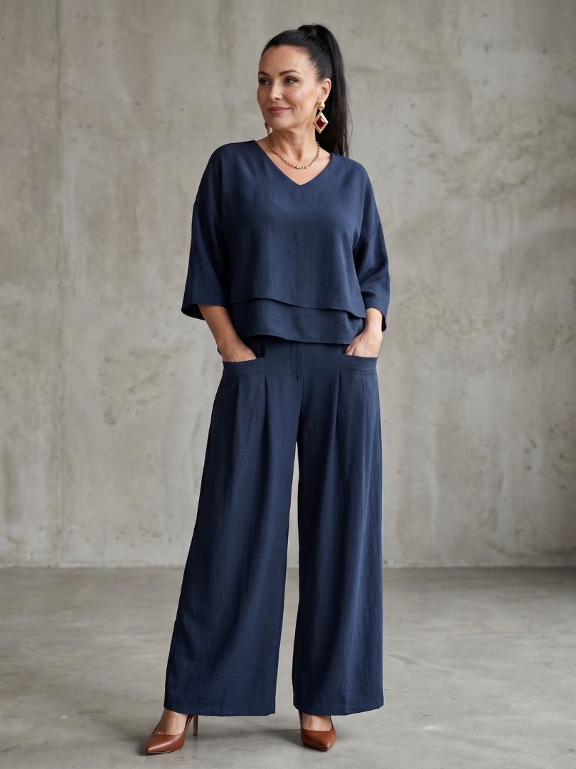 River | Layered Top and Wide Leg Pants Set