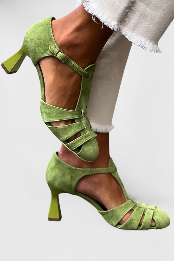 Brittany | Retro Strap Heeled Sandals