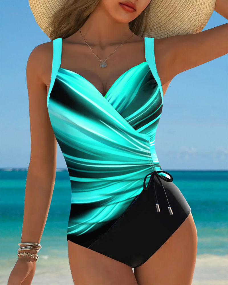 Eleanor | Ombre Drawstring One-Piece Swimsuit