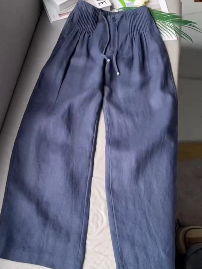 Camille | Cotton-Linen Blend Wide-Leg Trousers