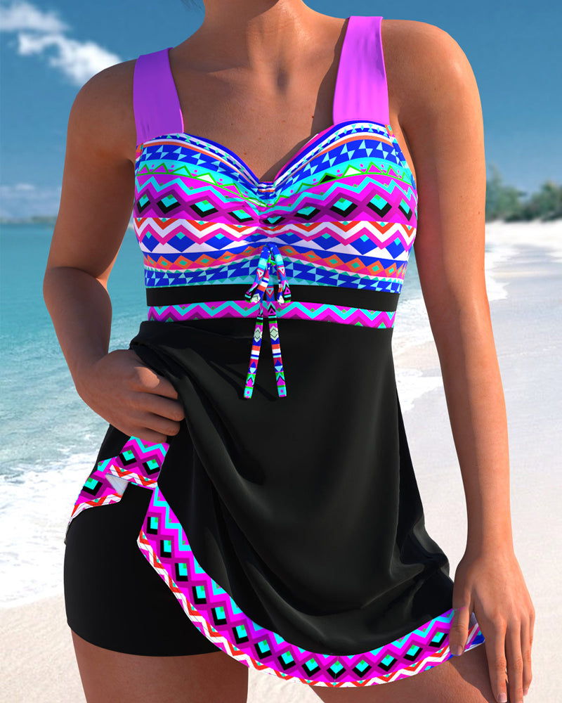 Freya | Purple Printed Drawstring Swimwear