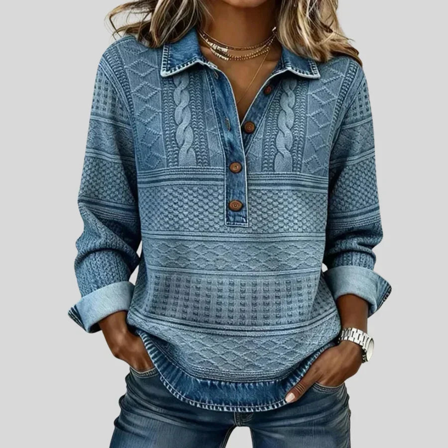 Azalea - Retro Cable Knit Sweater with Collar