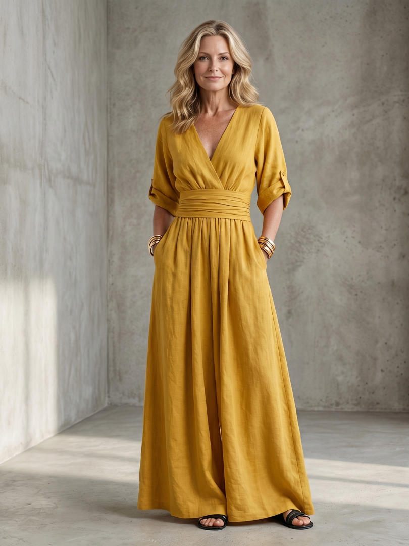 Wanda | Wide Leg Jumpsuit with Cross Front Design