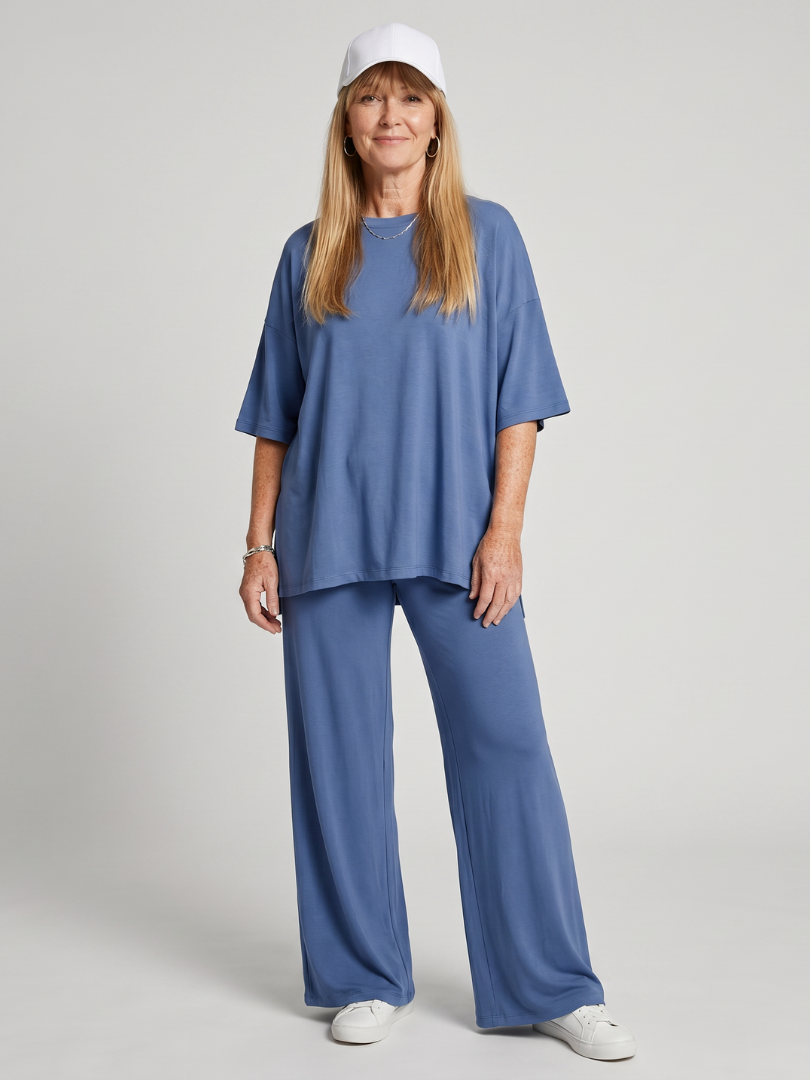 Ramse | Oversized Short Sleeve Top & Wide Leg Pants Ensemble