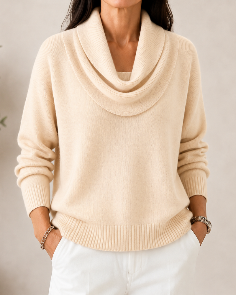 Caralina™ | Chic Cowl Neck Knit Sweater