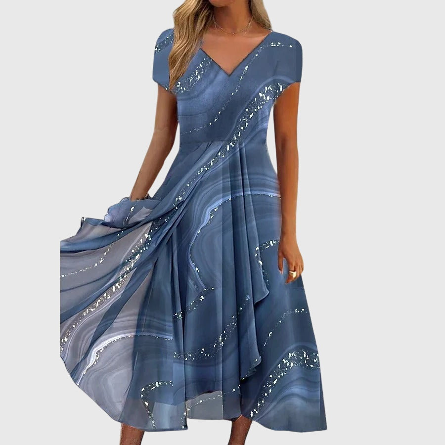 Aubrielle | Elegant Midi Dress with Flowing Design