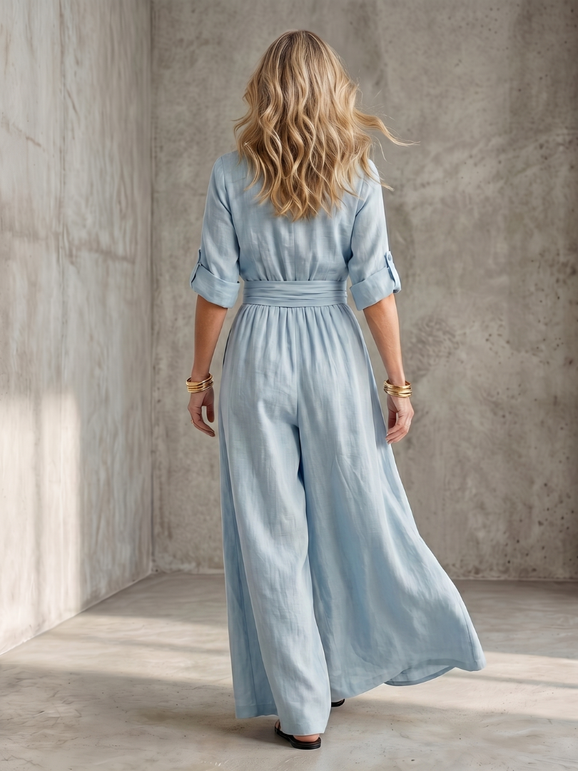 Wanda | Wide Leg Jumpsuit with Cross Front Design