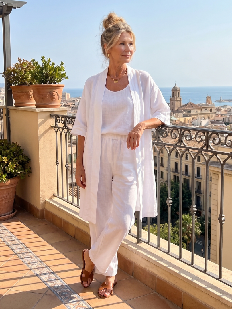 Yael | Three-Piece Relaxed Top and Pant Ensemble