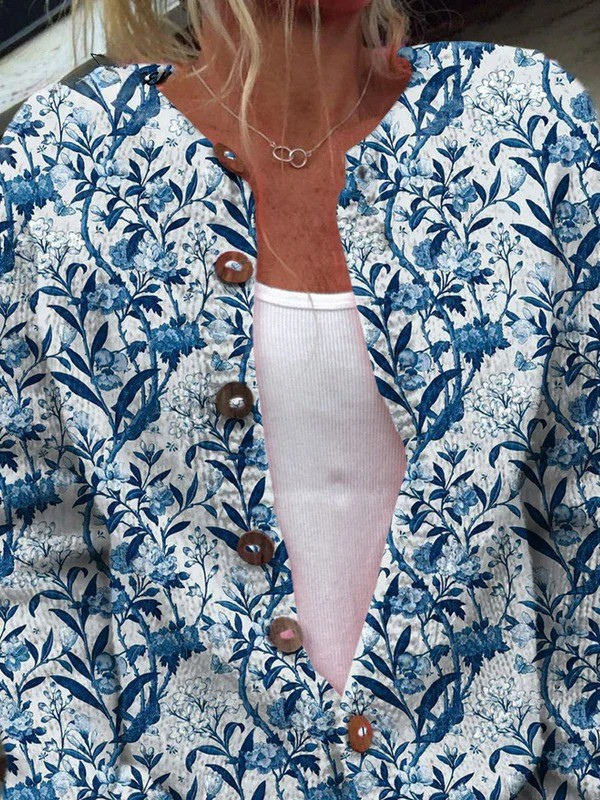Tiverly™ | Retro Floral Button-Up Cardigan