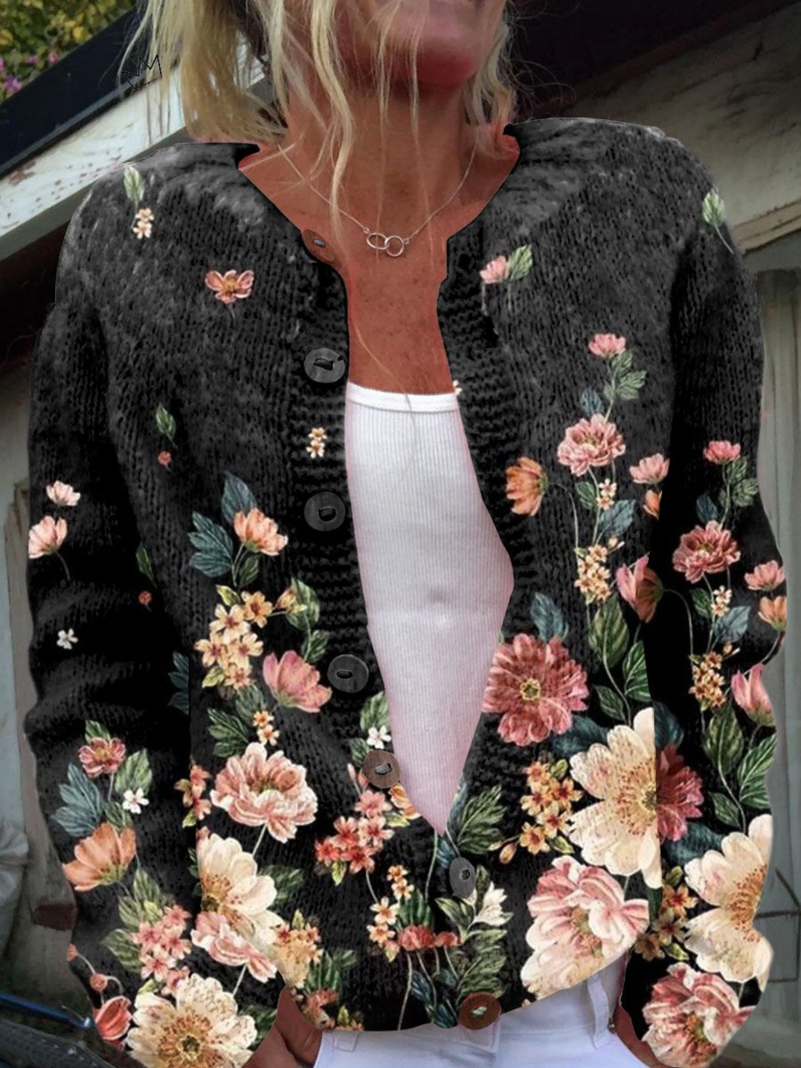 Kivara™ | Retro Floral Knit Cardigan