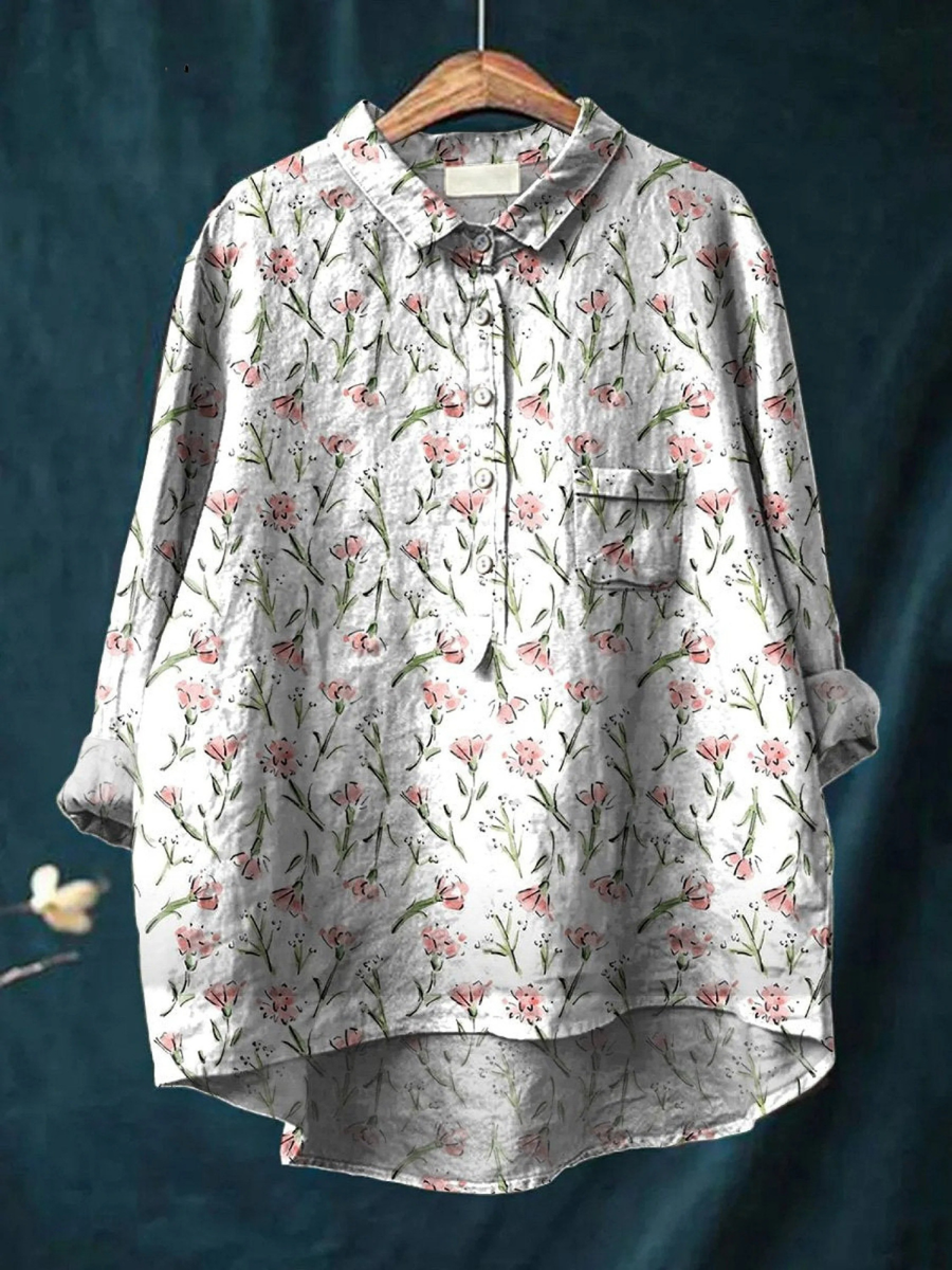 Hadley | Women's Casual Shirt with Pink Spring Floral Print