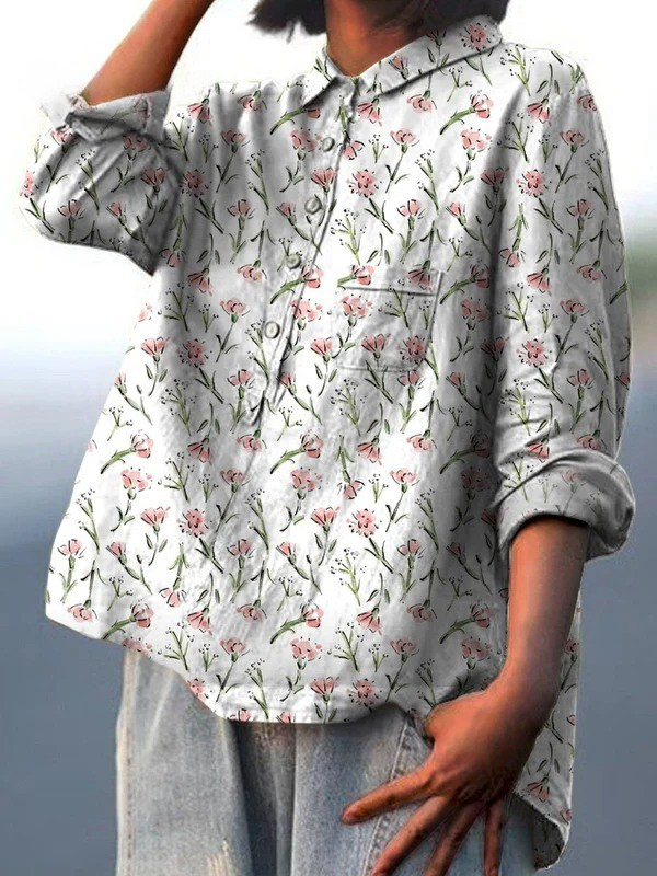 Hadley | Women's Casual Shirt with Pink Spring Floral Print
