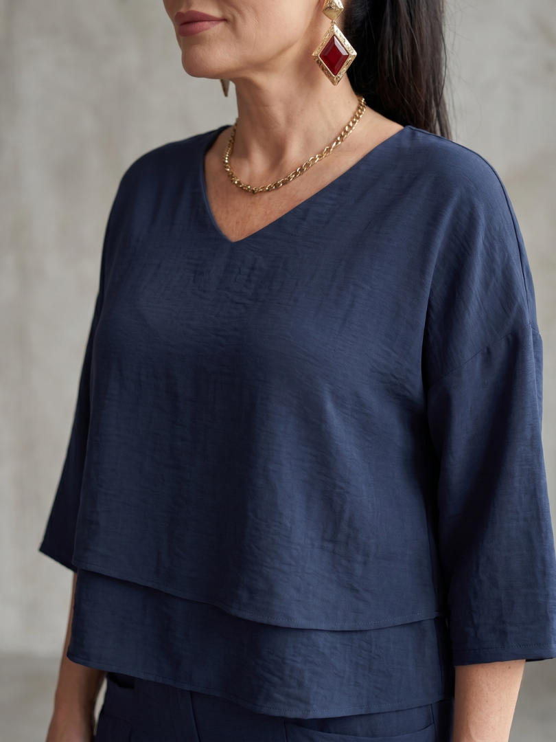 River | Layered Top and Wide Leg Pants Set