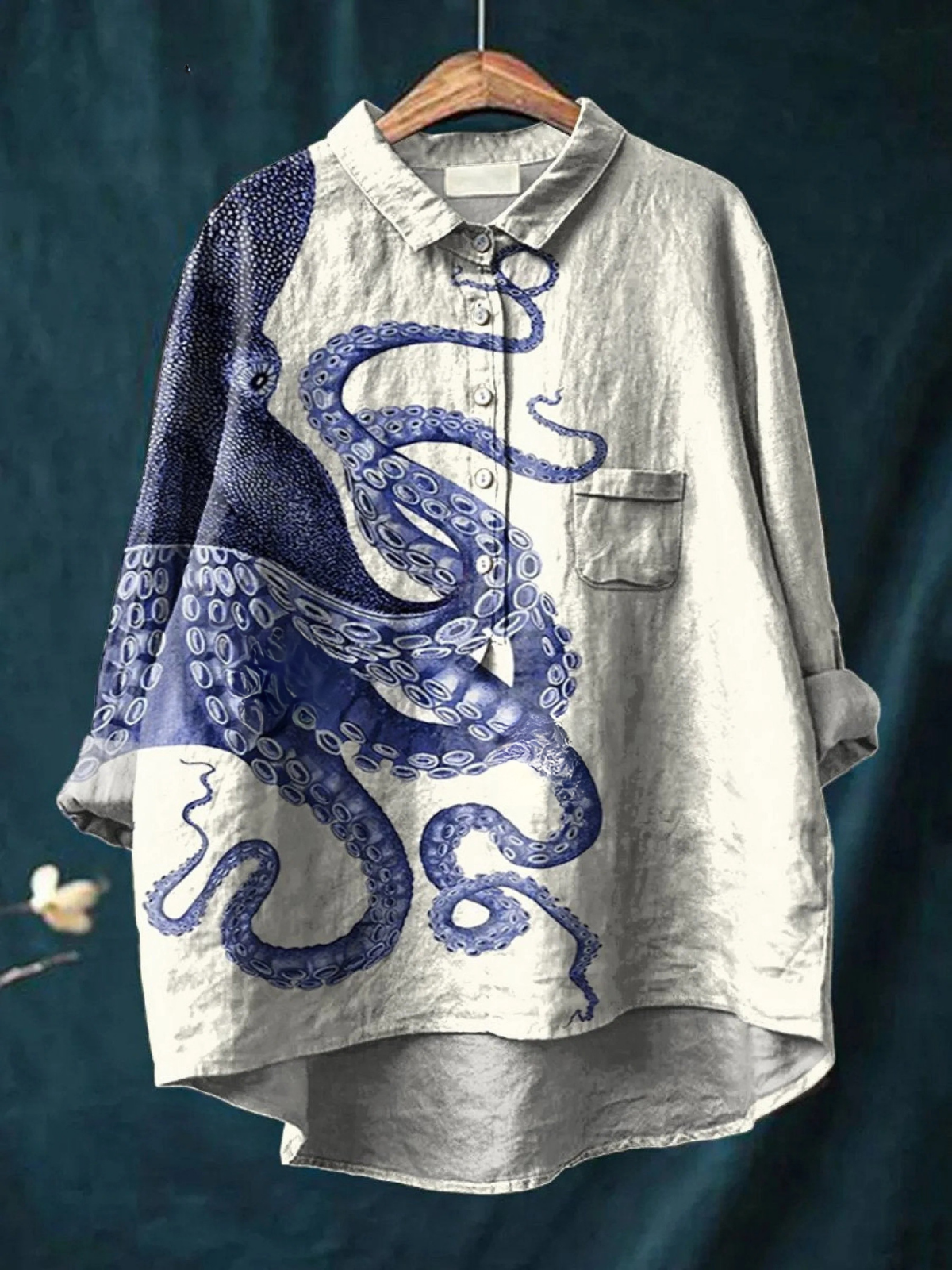 Elissa | Women's Casual Shirt Featuring Deep Sea Octopus Tentacle Art