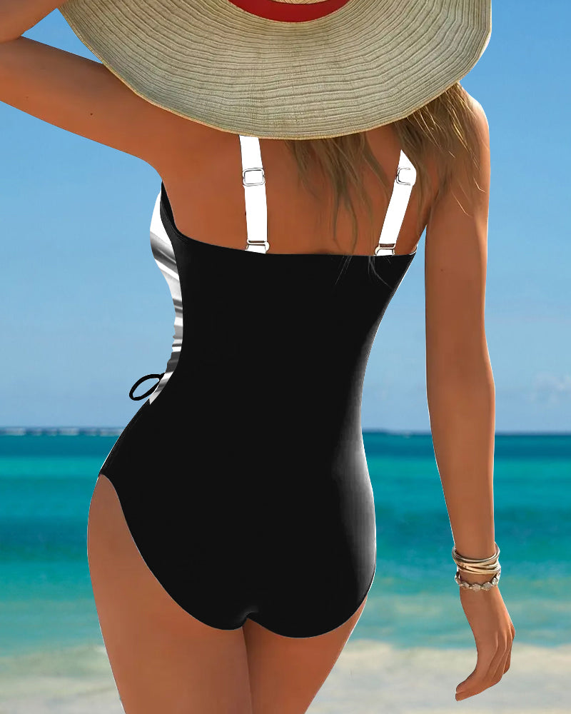 Eleanor | Ombre Drawstring One-Piece Swimsuit