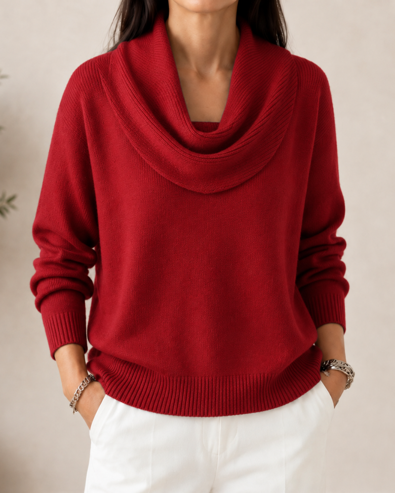 Caralina™ | Chic Cowl Neck Knit Sweater