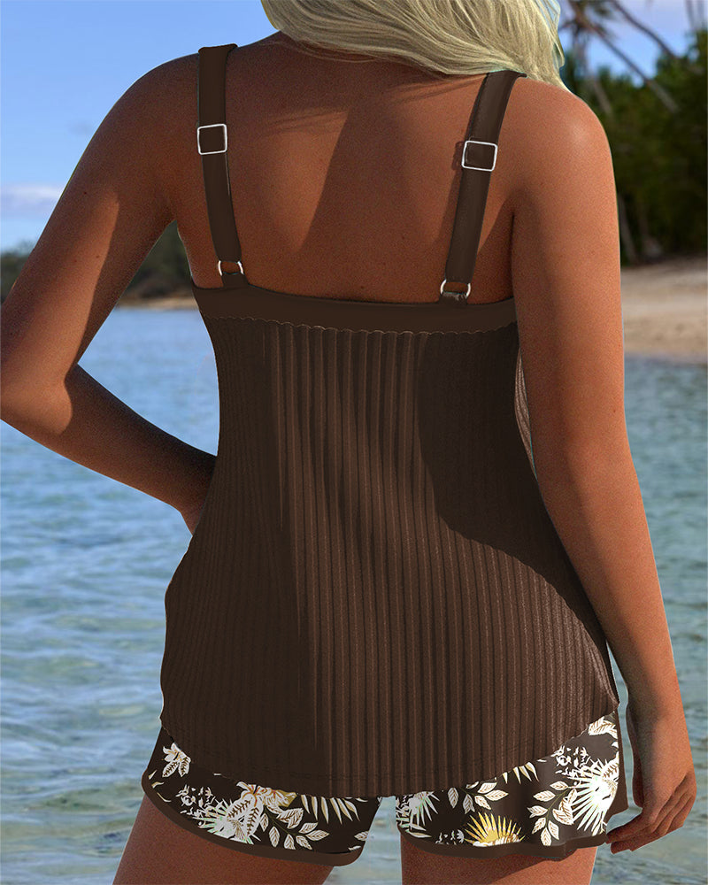 Alice | Floral Print Two-Piece Beach Tankini Set