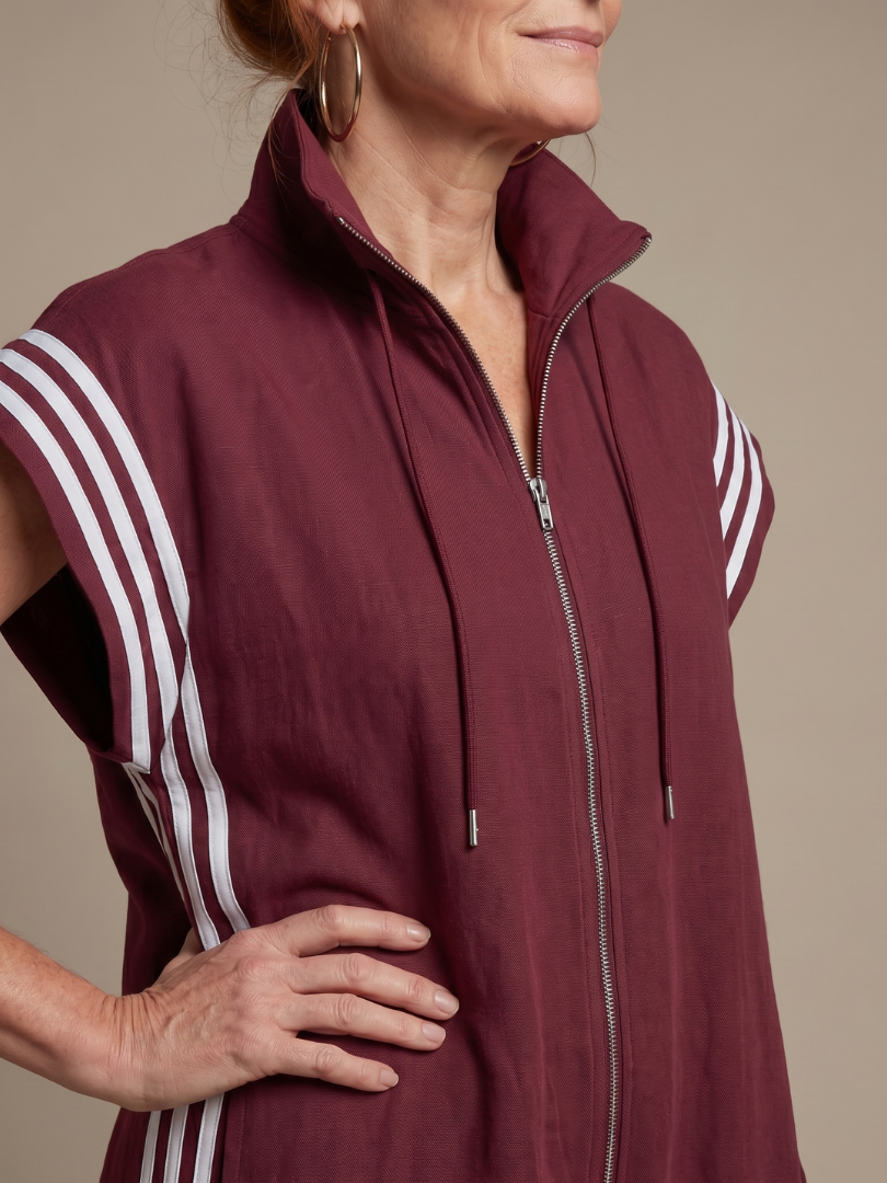 Lark | Striped Panel Zip-Front Jumpsuit