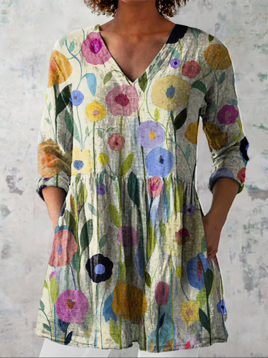 Louise | V-Neck Long Blouse