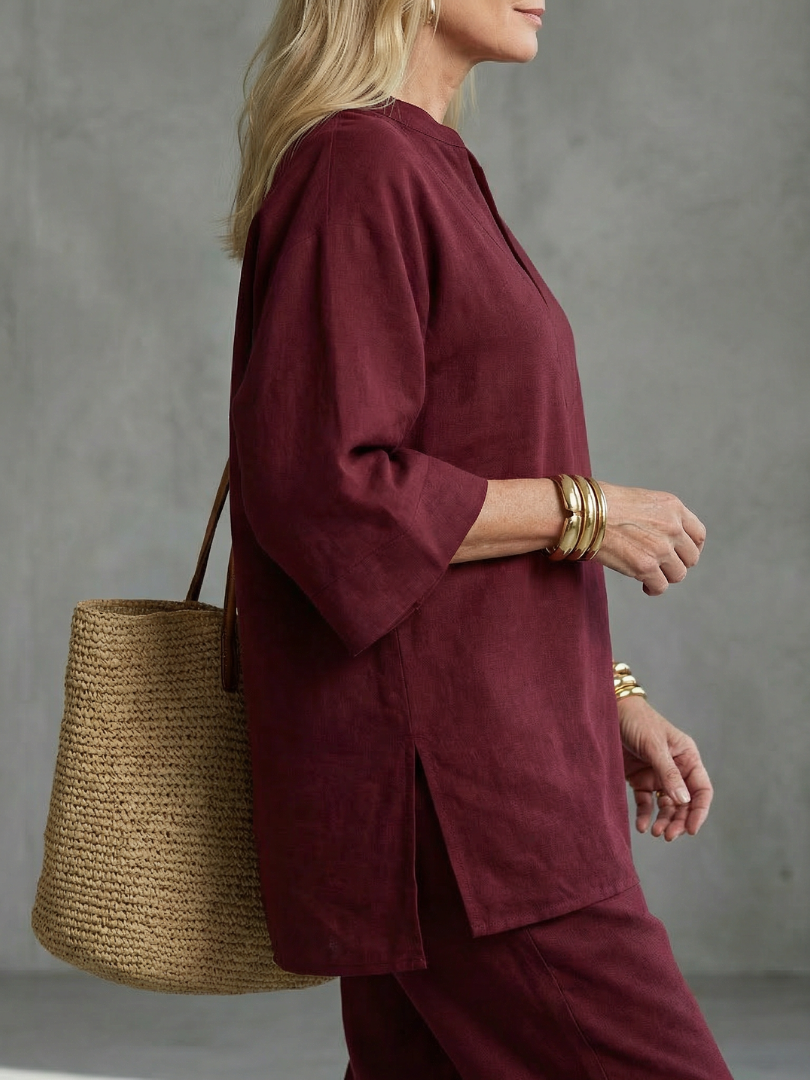 Georgiana | V-Neck Tunic and Gathered Trouser Ensemble