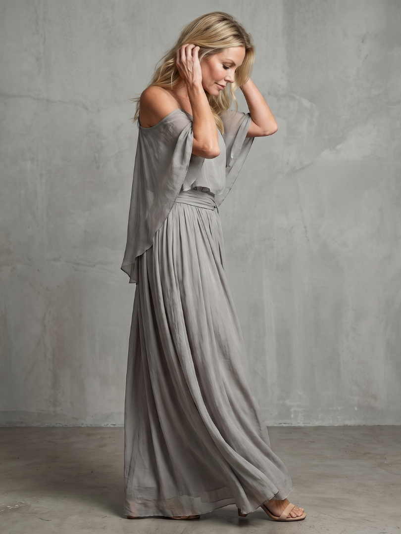 Marisol | Cold Shoulder Layered Drape Top & Wide Leg Pants Set