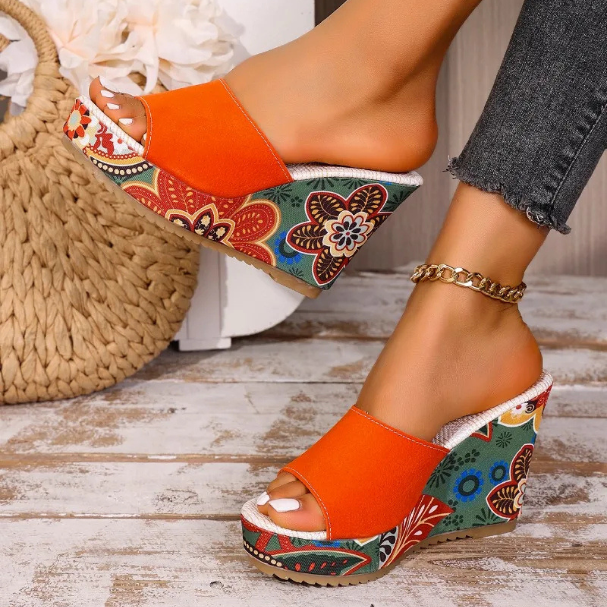 Joelle™ — Artistic Mules Featuring Floral-Inspired Heel