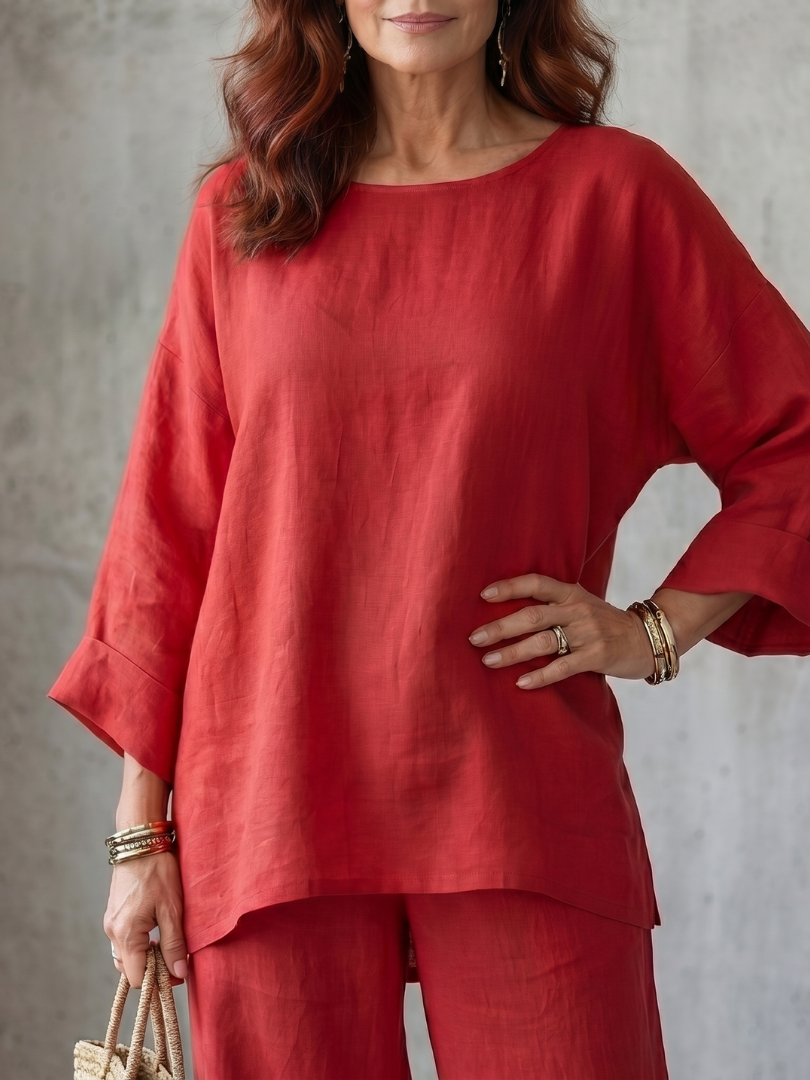 Prue | Oversized Tunic and Wide-Leg Pant Ensemble