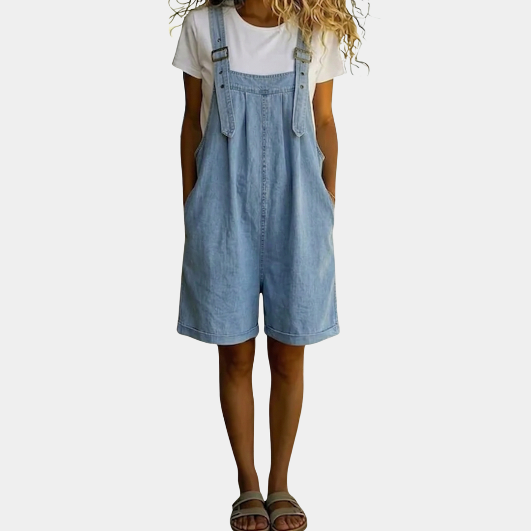 Saylor | Light Blue Vintage Washed Soft Denim Overalls