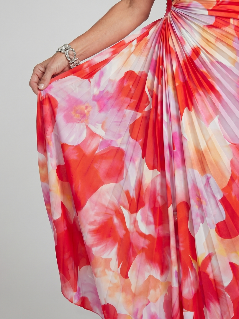 Taya | Asymmetrical Pleated Midi Dress with One Shoulder Design