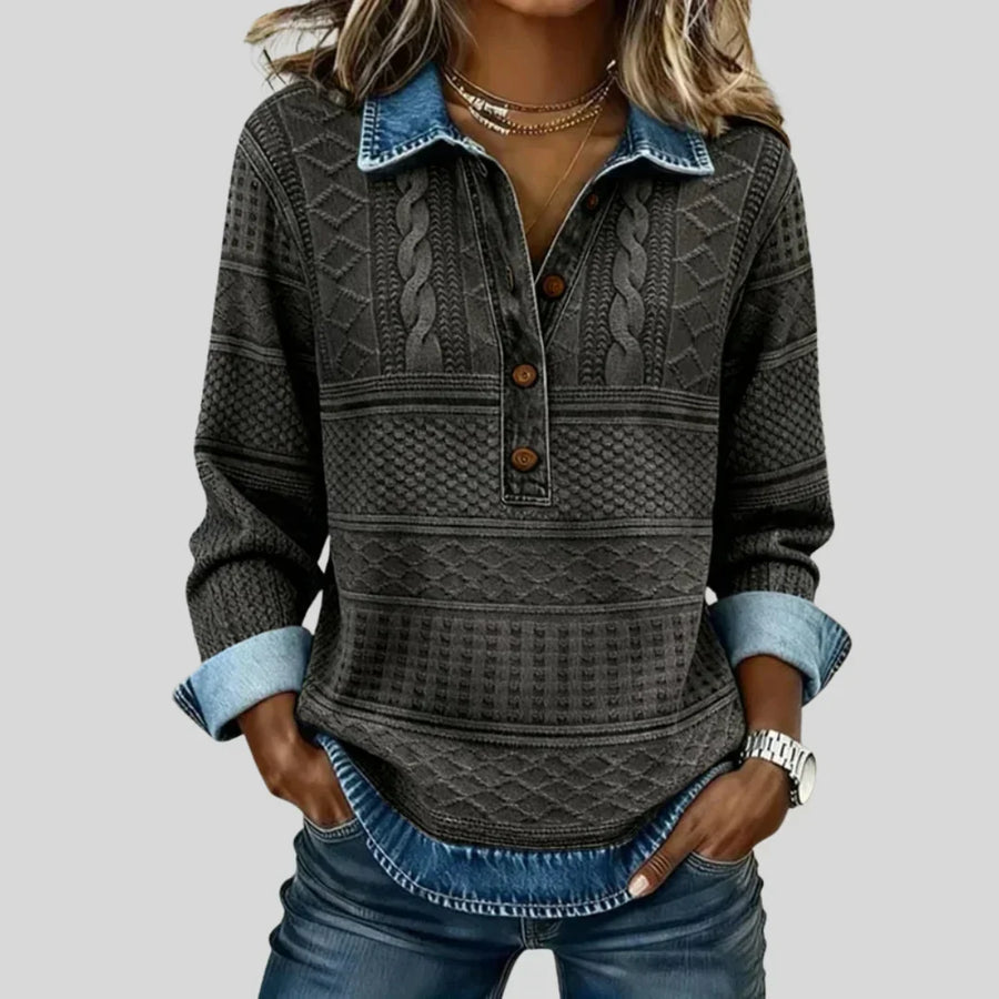 Azalea - Retro Cable Knit Sweater with Collar