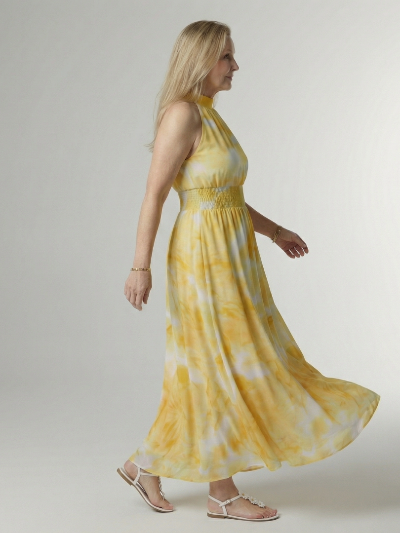 Sylin | Halter Midi Dress with Gathered Details