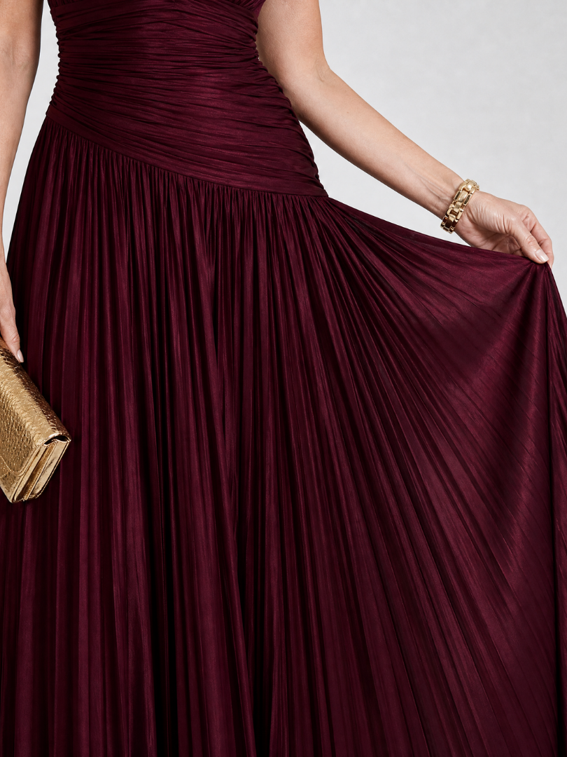 Lemar | Midi Dress with Sleeveless Pleats and V-Neck