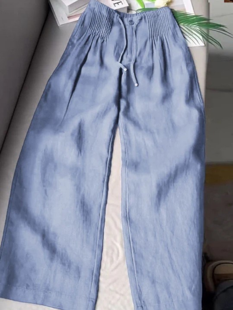 Camille | Cotton-Linen Blend Wide-Leg Trousers