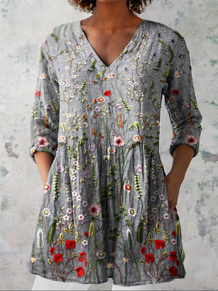 Amelie | V-Neck Long Blouse