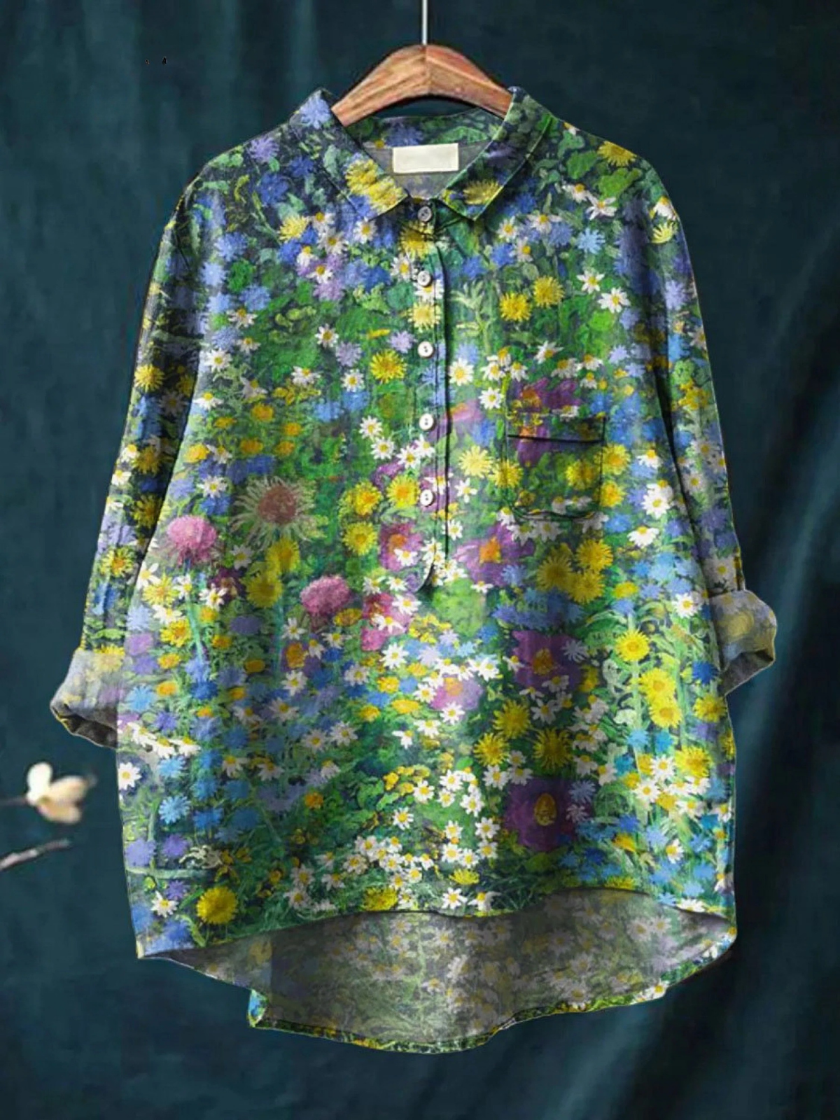 Emery | Women's Vintage Floral Art Print Relaxed Shirt