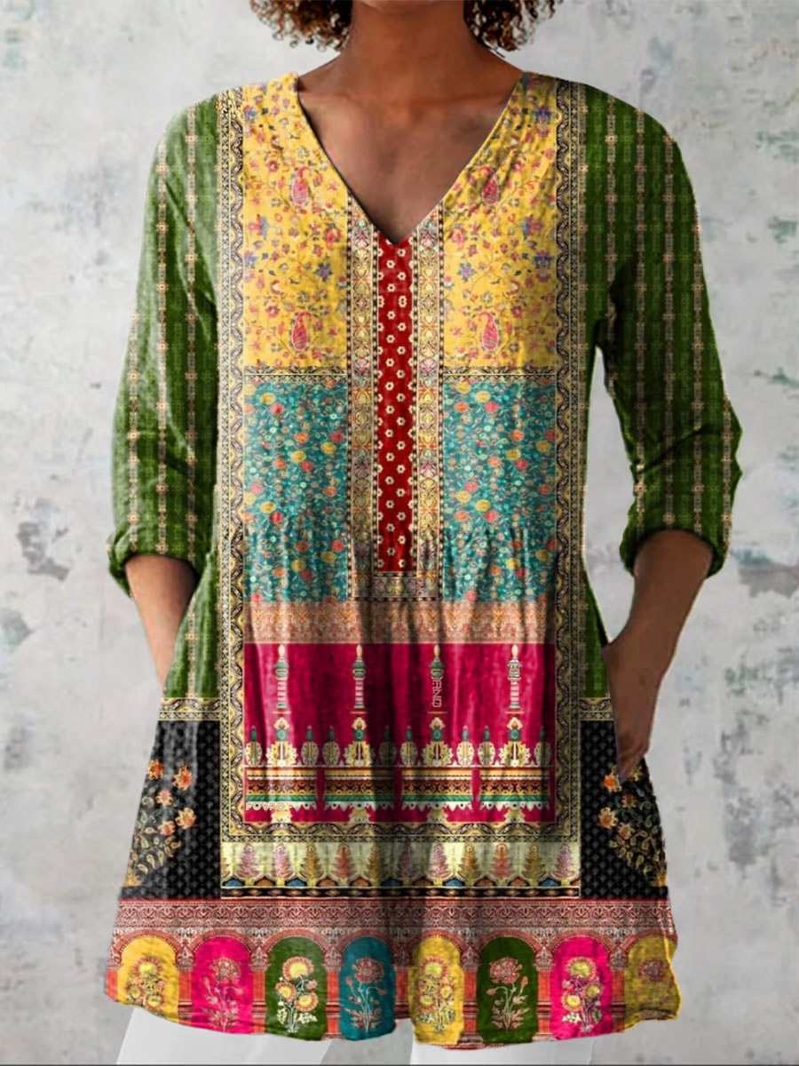 Emilie | V-Neck Long Blouse