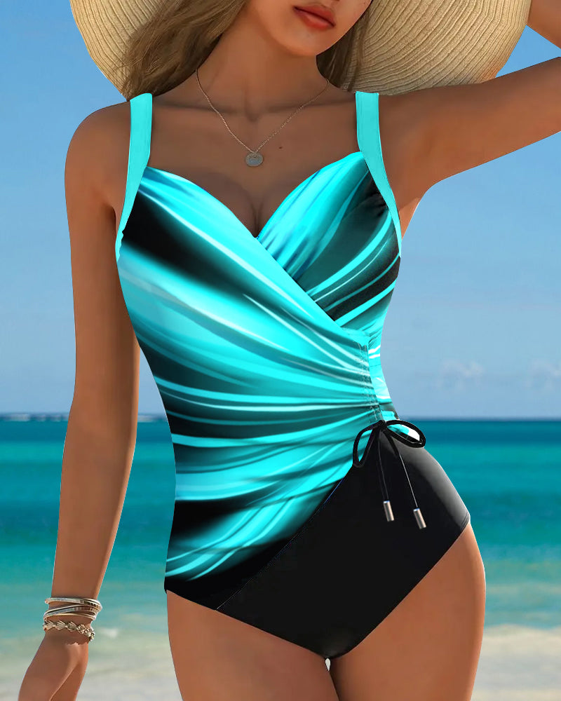 Eleanor | Ombre Drawstring One-Piece Swimsuit