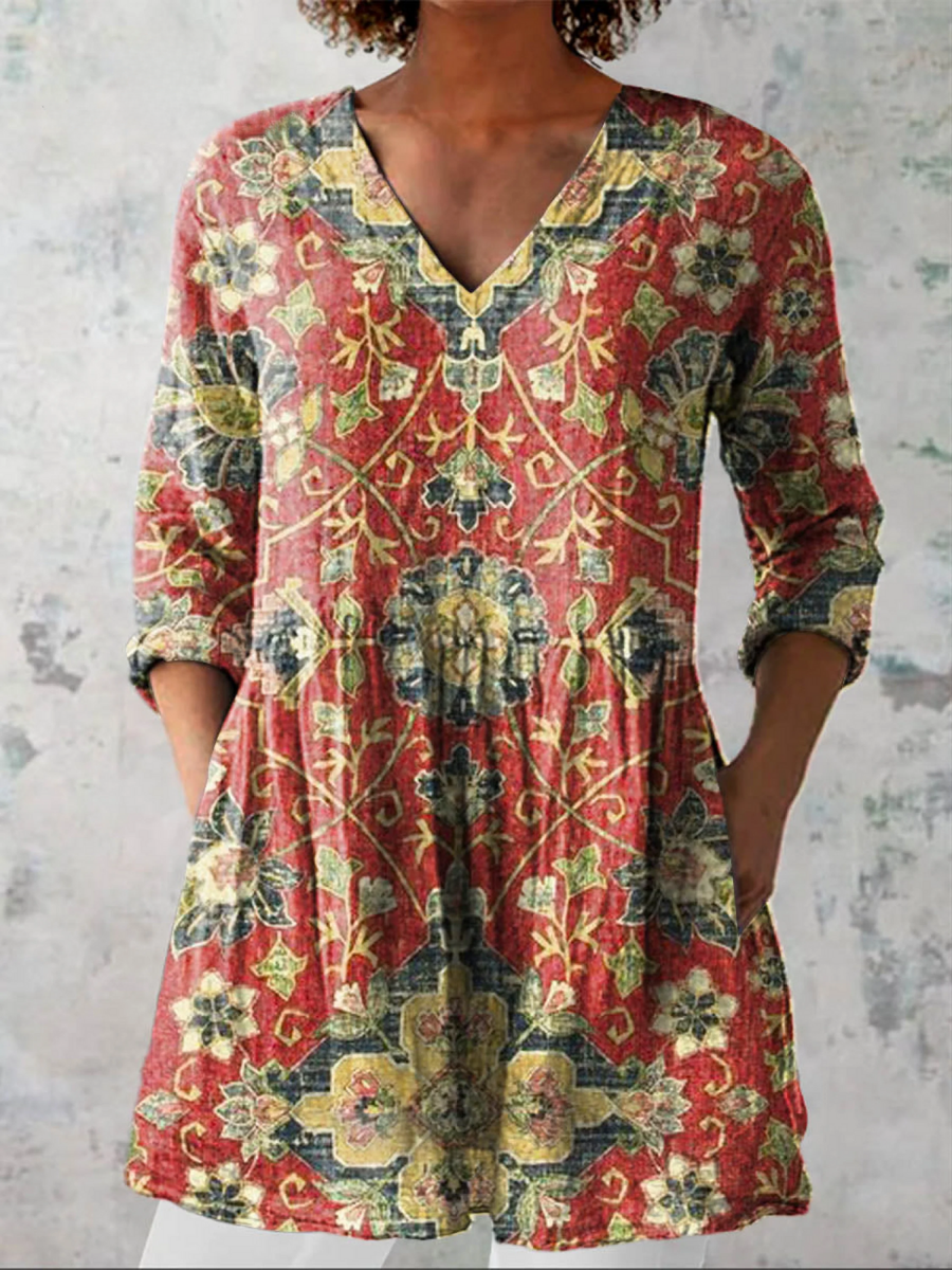 Lea | V-Neck Long Blouse