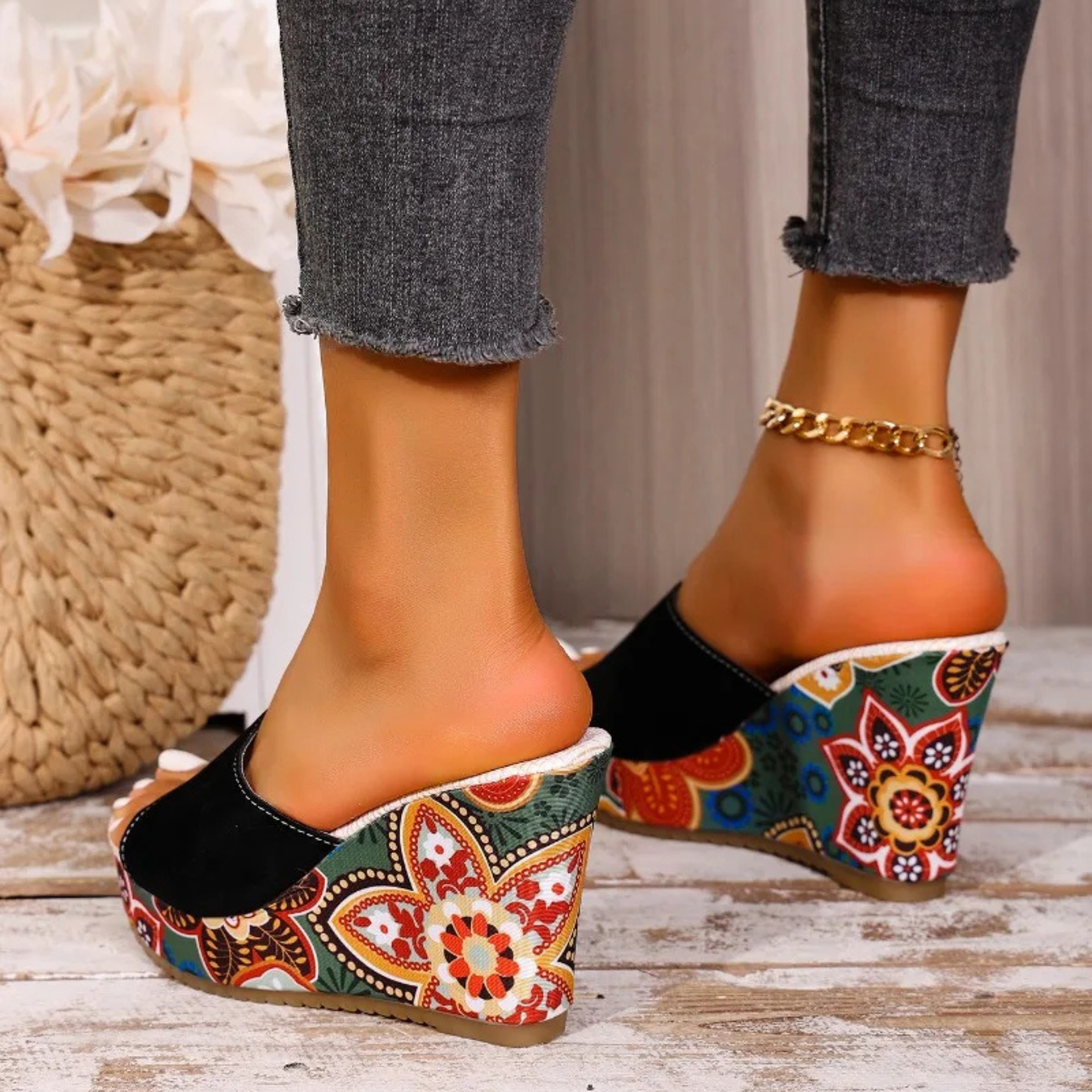 Joelle™ — Artistic Mules Featuring Floral-Inspired Heel