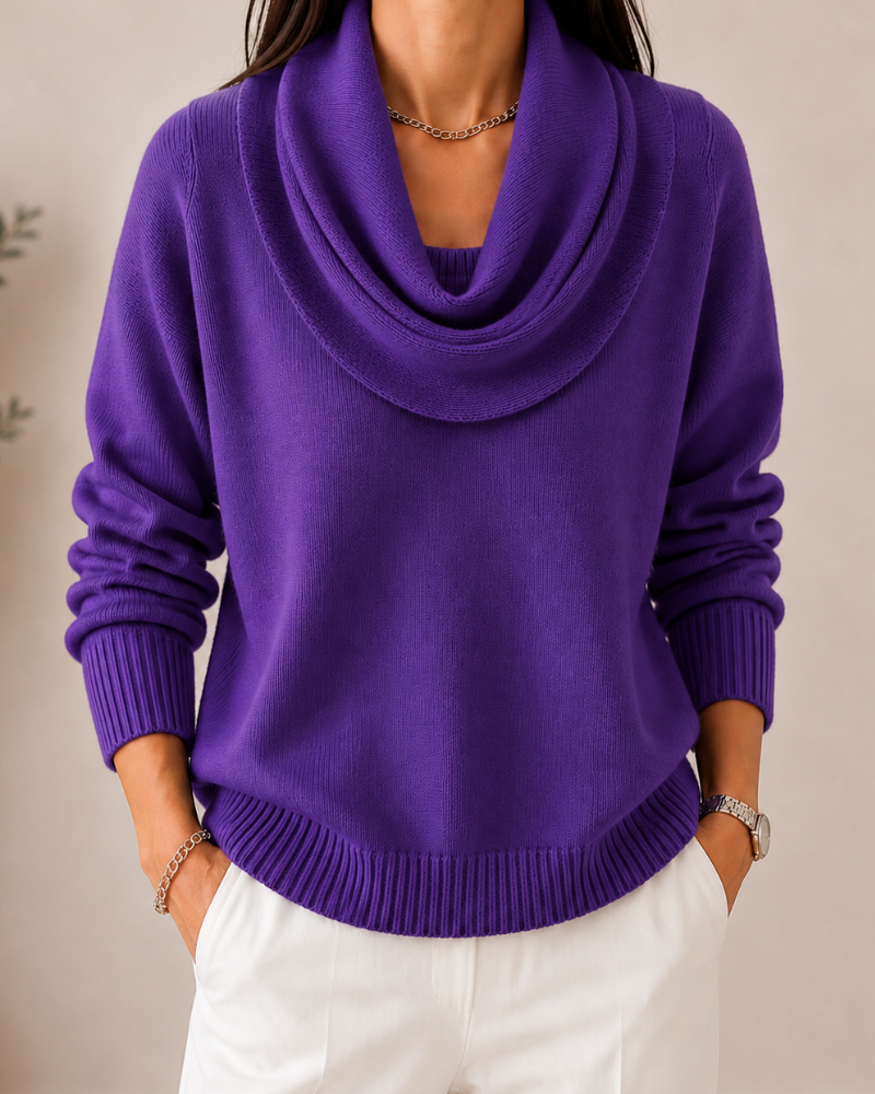 Caralina™ | Chic Cowl Neck Knit Sweater