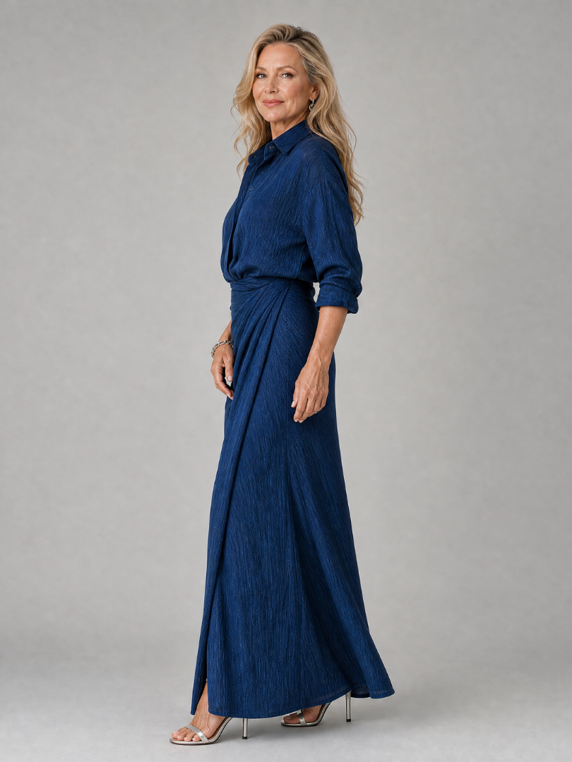 Mirque | Maxi Dress with Long Sleeve Wrap Front Design