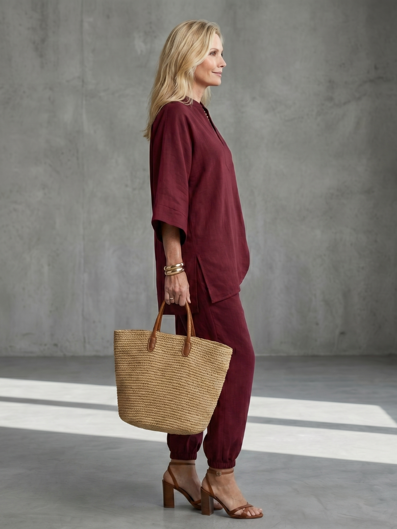 Georgiana | V-Neck Tunic and Gathered Trouser Ensemble