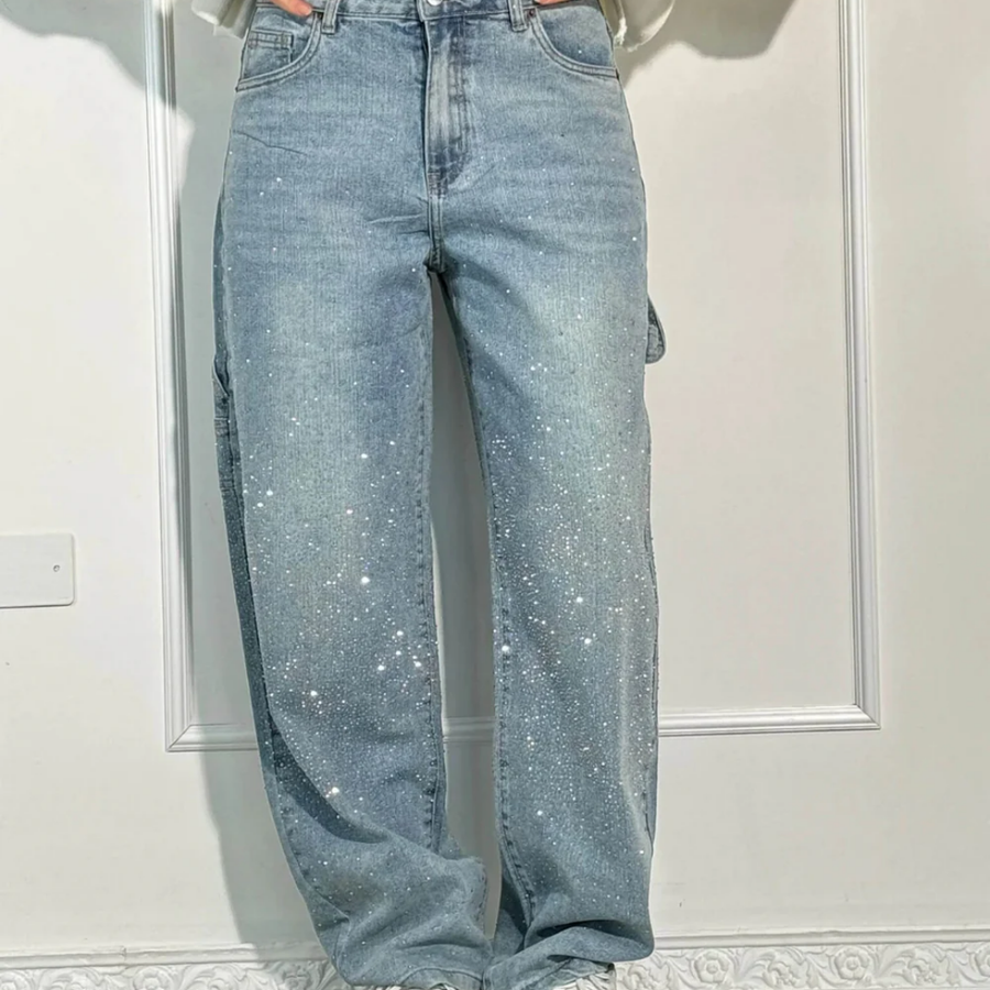 Raphaelle | Chic Starry Denim Cargo Trousers
