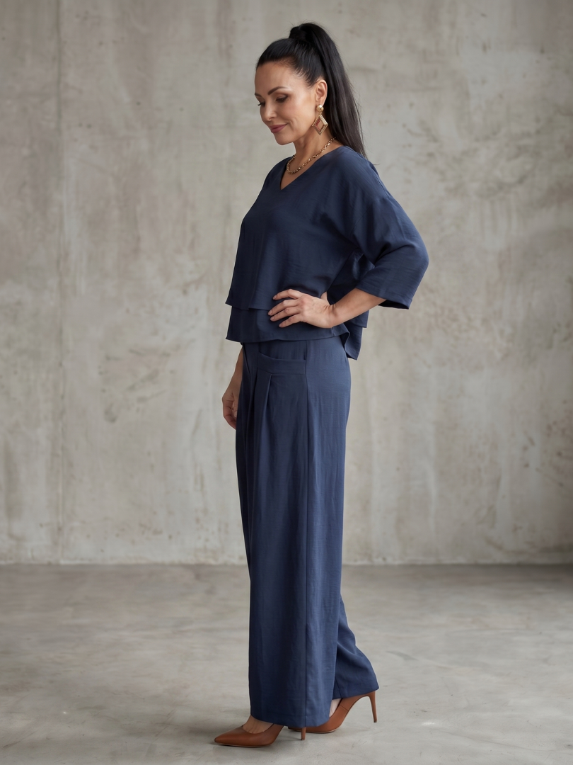 River | Layered Top and Wide Leg Pants Set