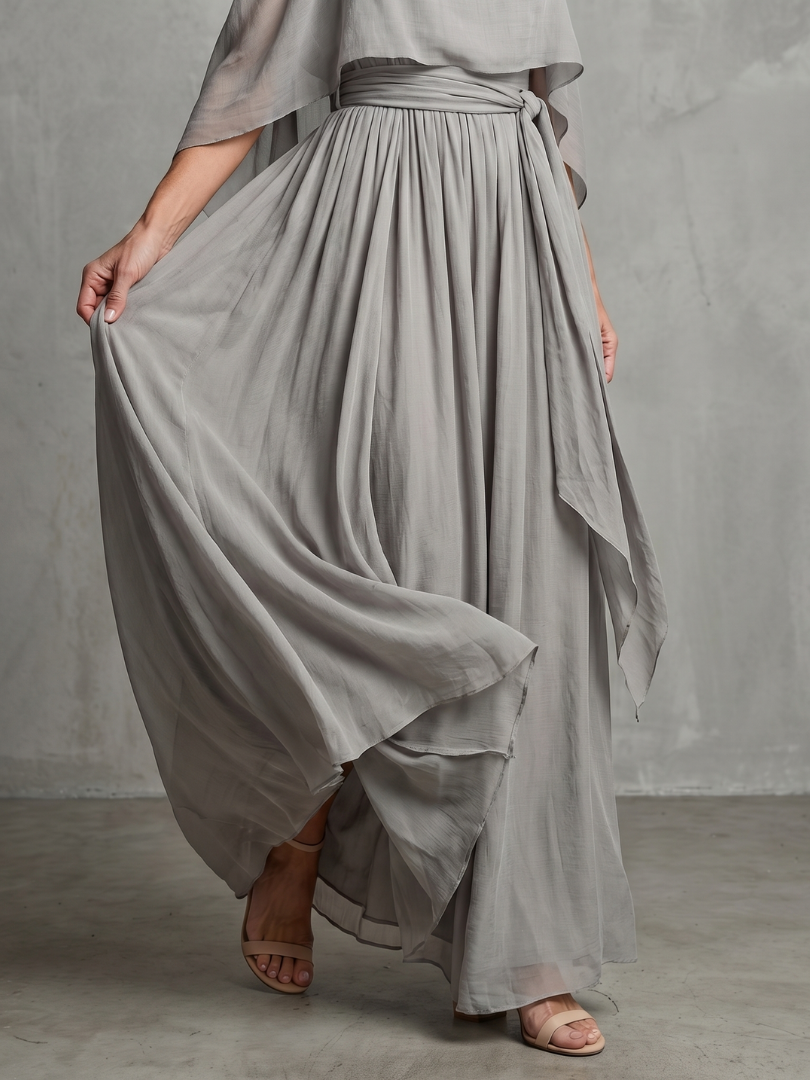 Marisol | Cold Shoulder Layered Drape Top & Wide Leg Pants Set