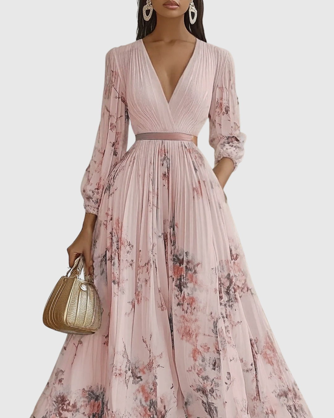 Rowella | Chic Pleated Maxi Gown