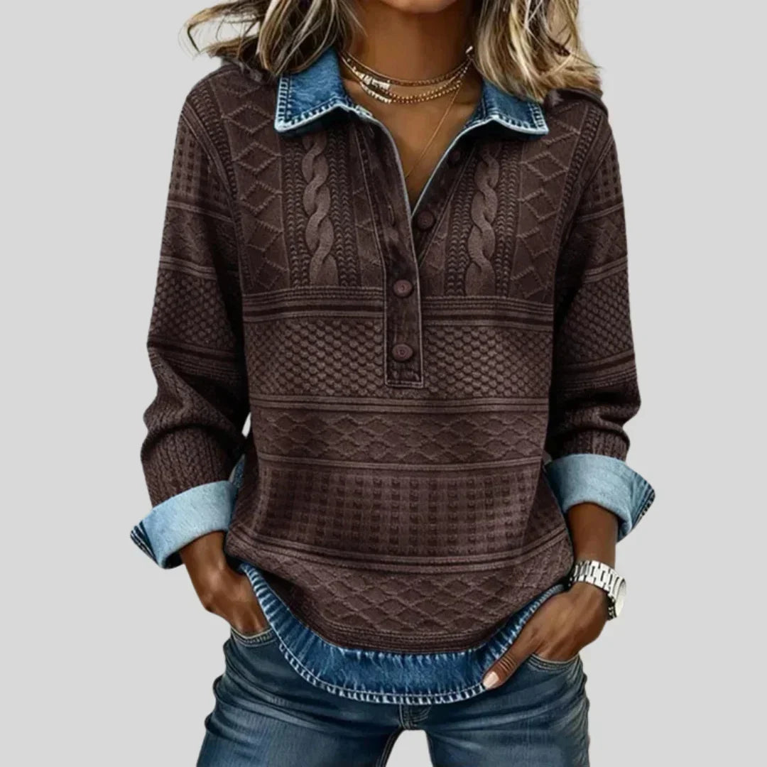 Azalea - Retro Cable Knit Sweater with Collar