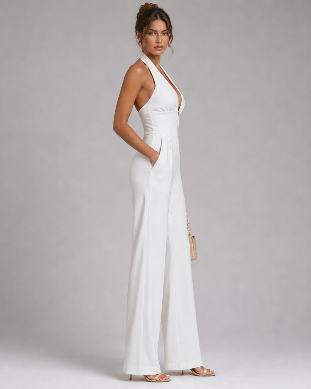 Nymera | Sleeveless Halter Neck Wide-Leg Jumpsuit