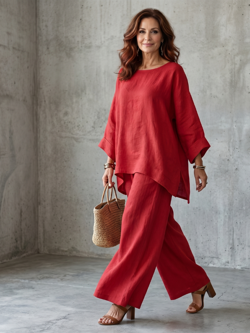 Prue | Oversized Tunic and Wide-Leg Pant Ensemble